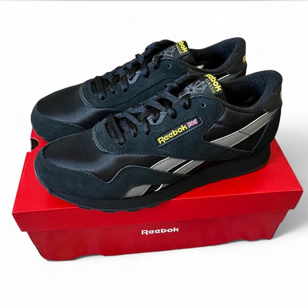 Reebok Black and Yellow Classic Nylon Shoes